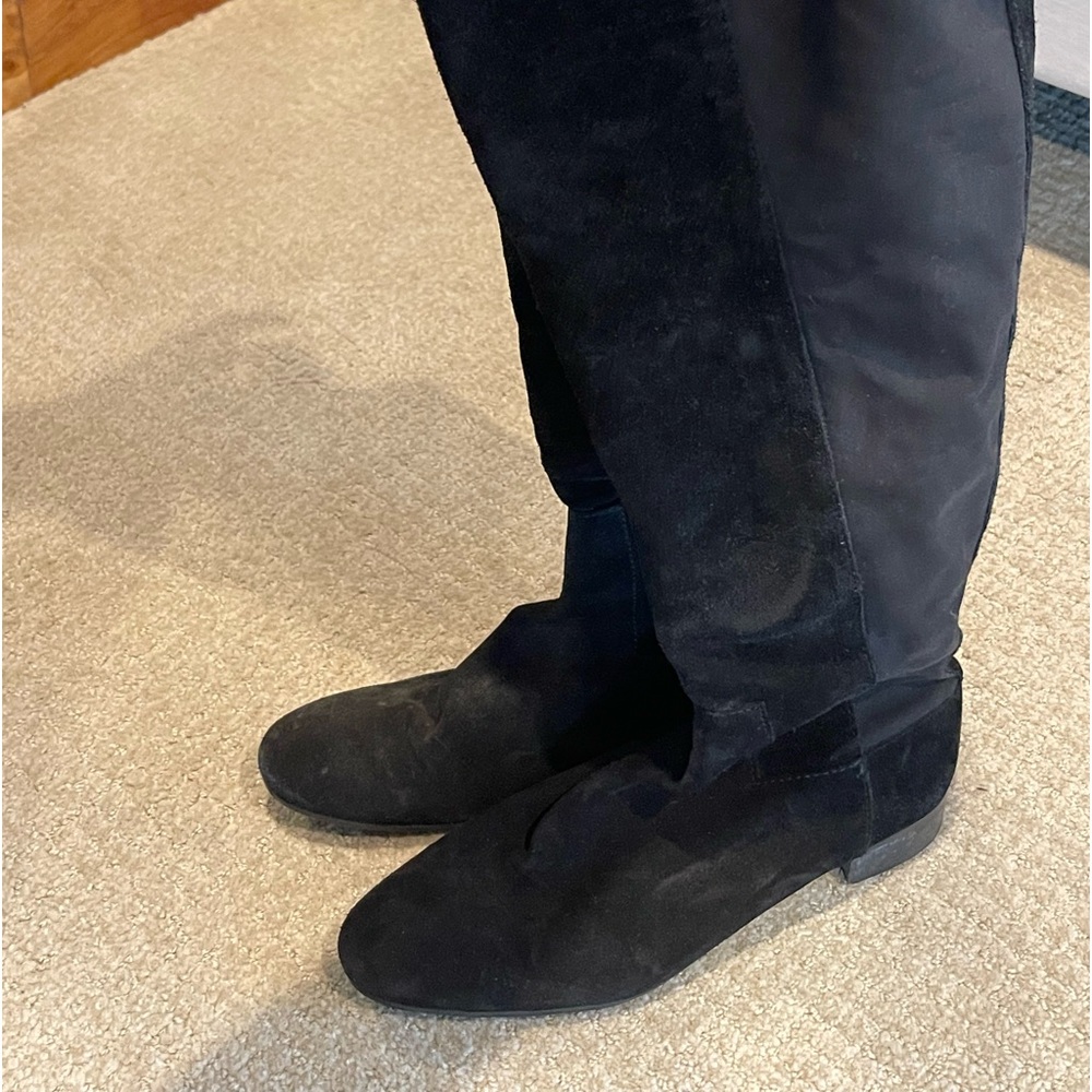 Black Zara above the knee suede boot